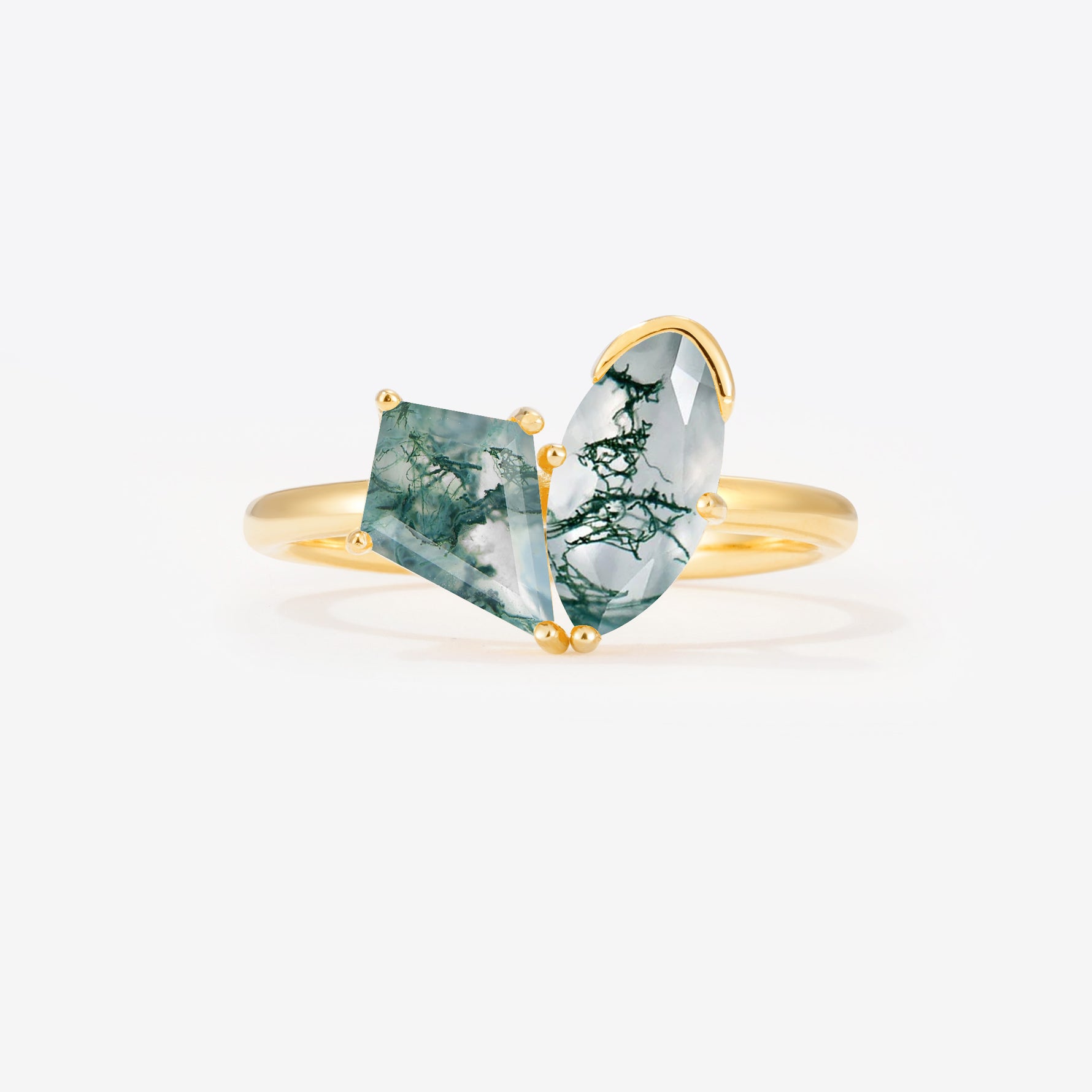 SR17654 Moss Agate Ring - Yellow-Gold