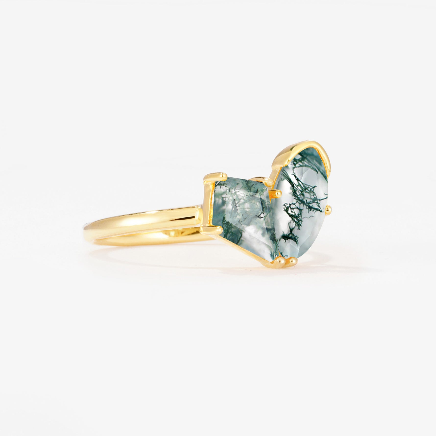 SR17654 Moss Agate Ring - White-Gold