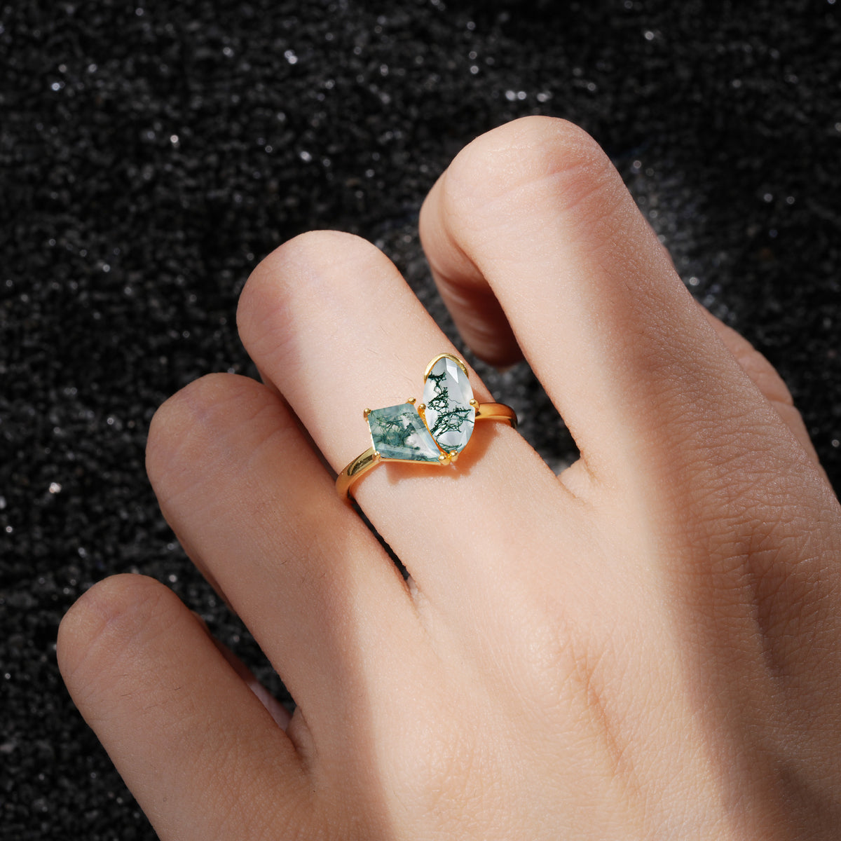 SR17654 Moss Agate Ring - Rose-Gold