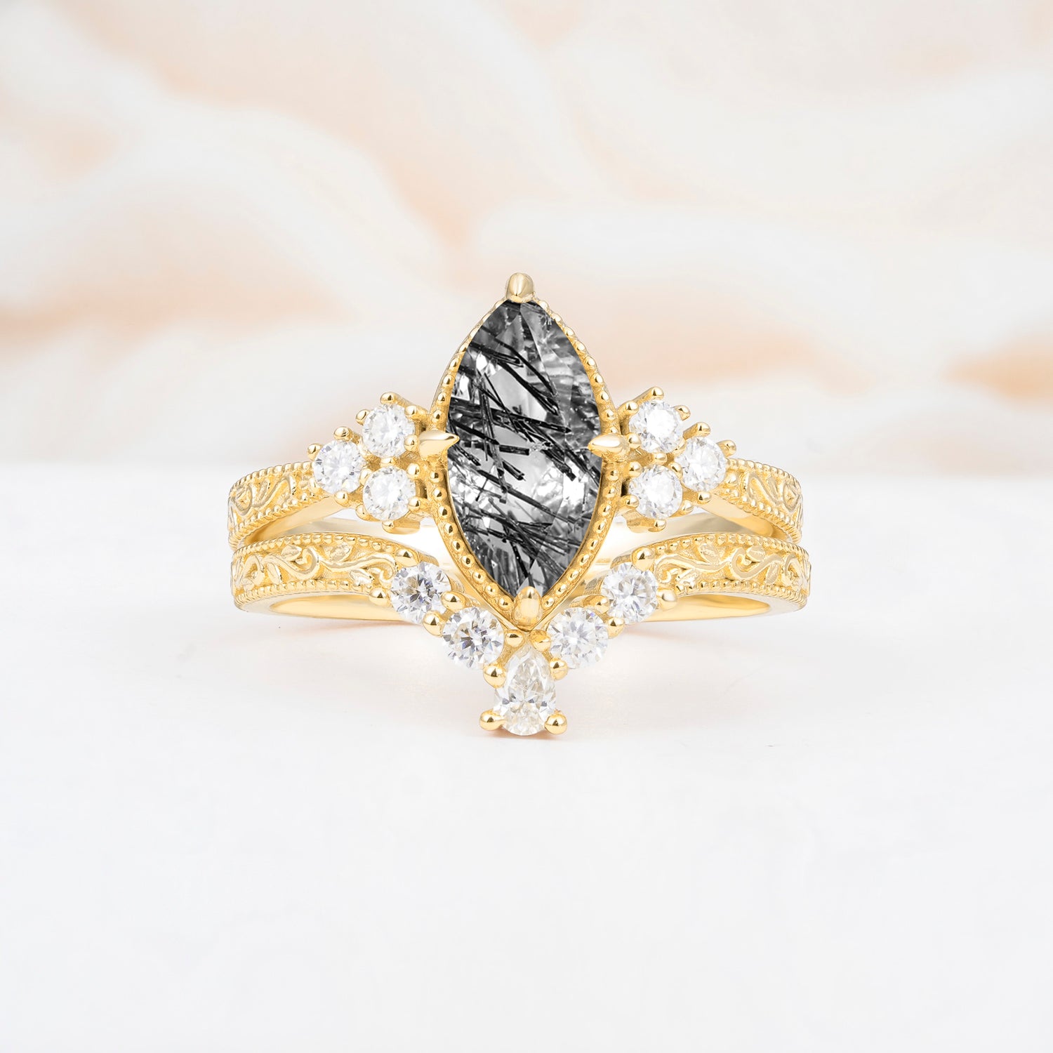 SR17655 Black Rutilated Quartz Ring - Additional view