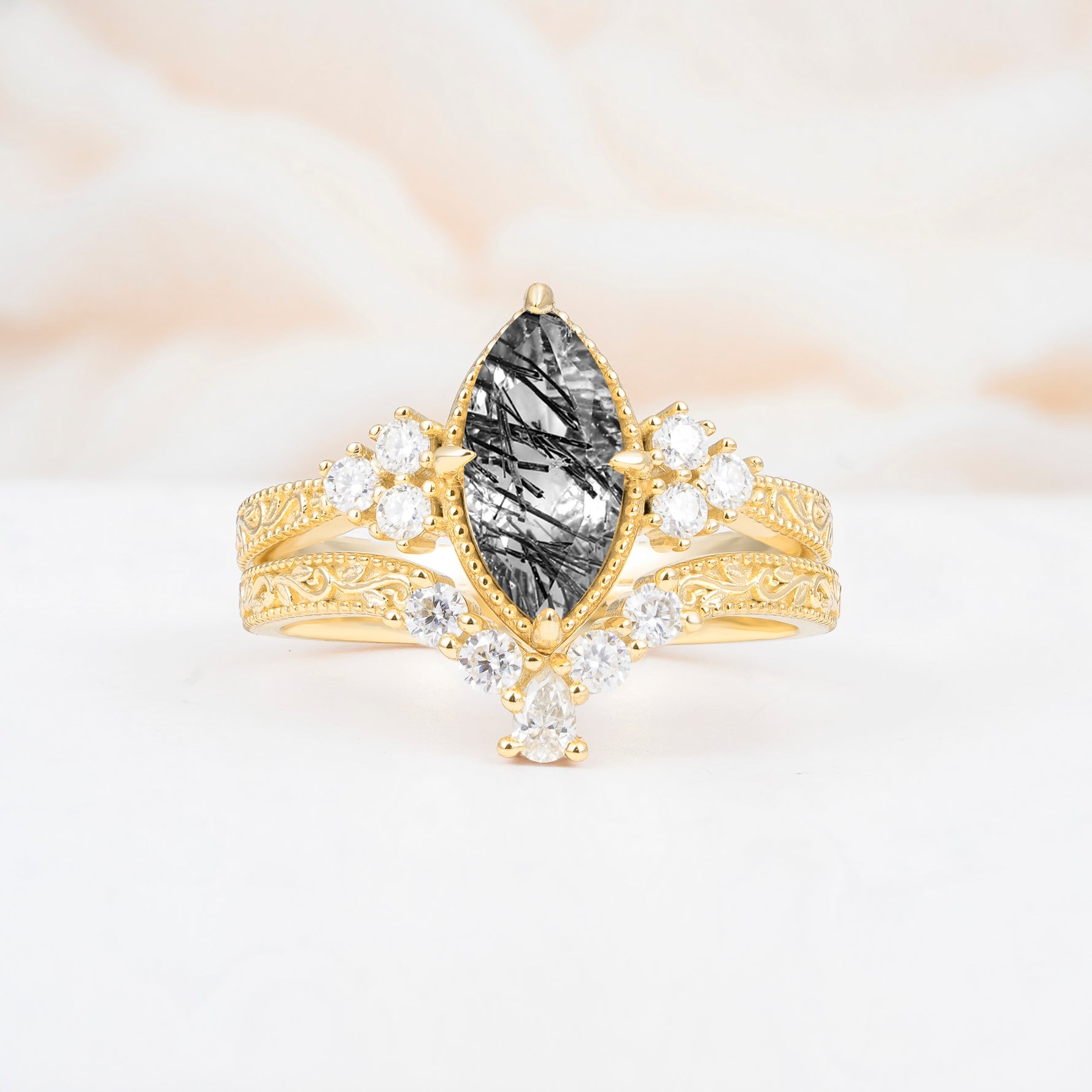 SR17655 Black Rutilated Quartz Ring - Additional view