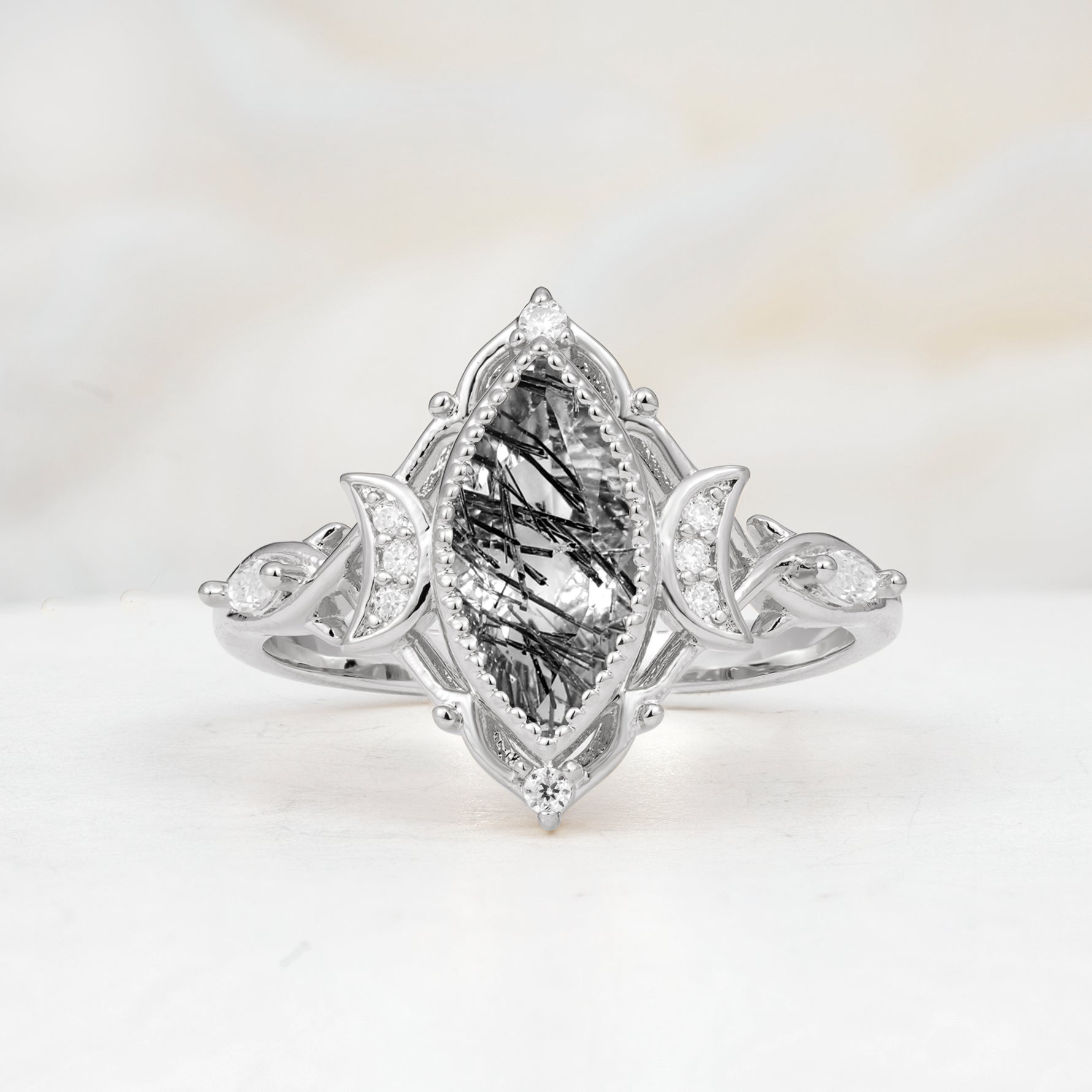 SR17656 Black Rutilated Quartz Ring - Additional view