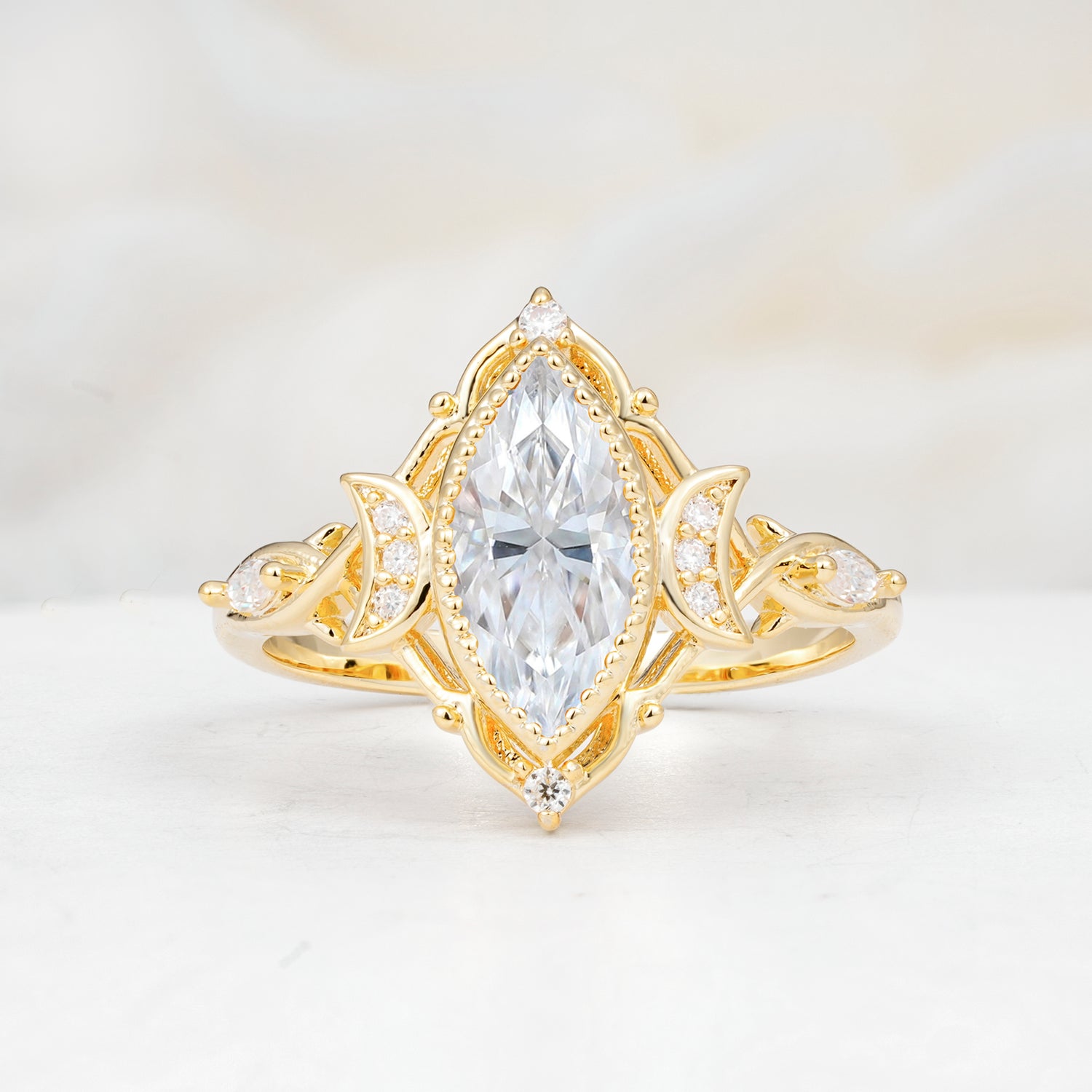 SR17656 Moissanite Ring - Yellow-Gold