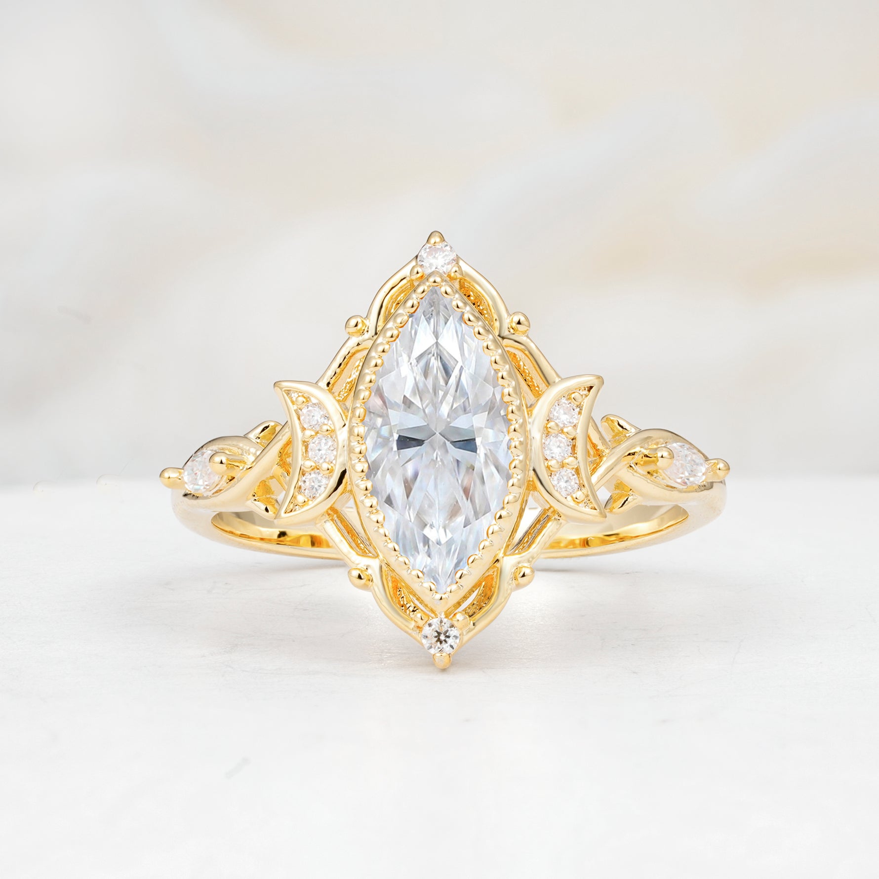 SR17656 Moissanite Ring - Yellow-Gold