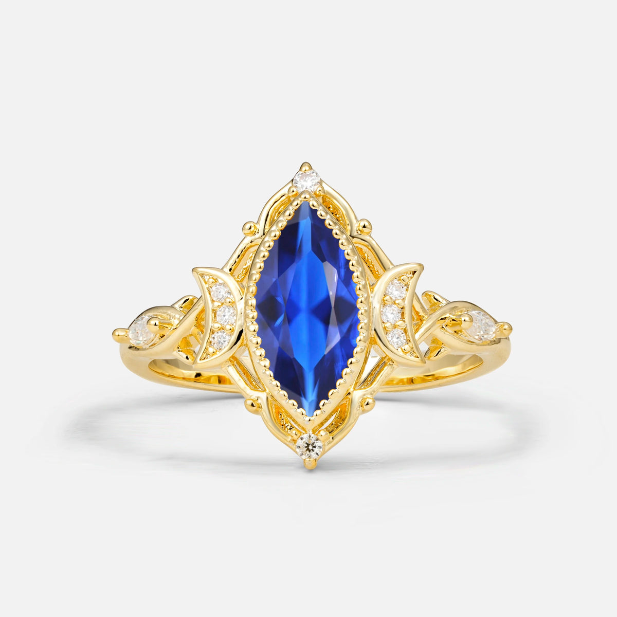 Luxury Marquise Cut Filigree Sapphire Engagement Ring for Women