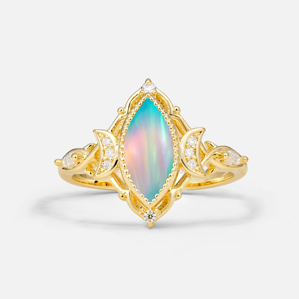 Luxury Marquise Cut Filigree Fire Opal Engagement Ring for Women