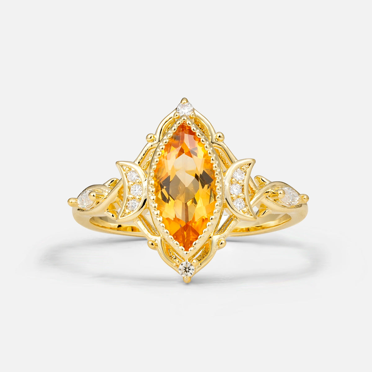 Luxury Marquise Cut Filigree Citrine Engagement Ring for Women
