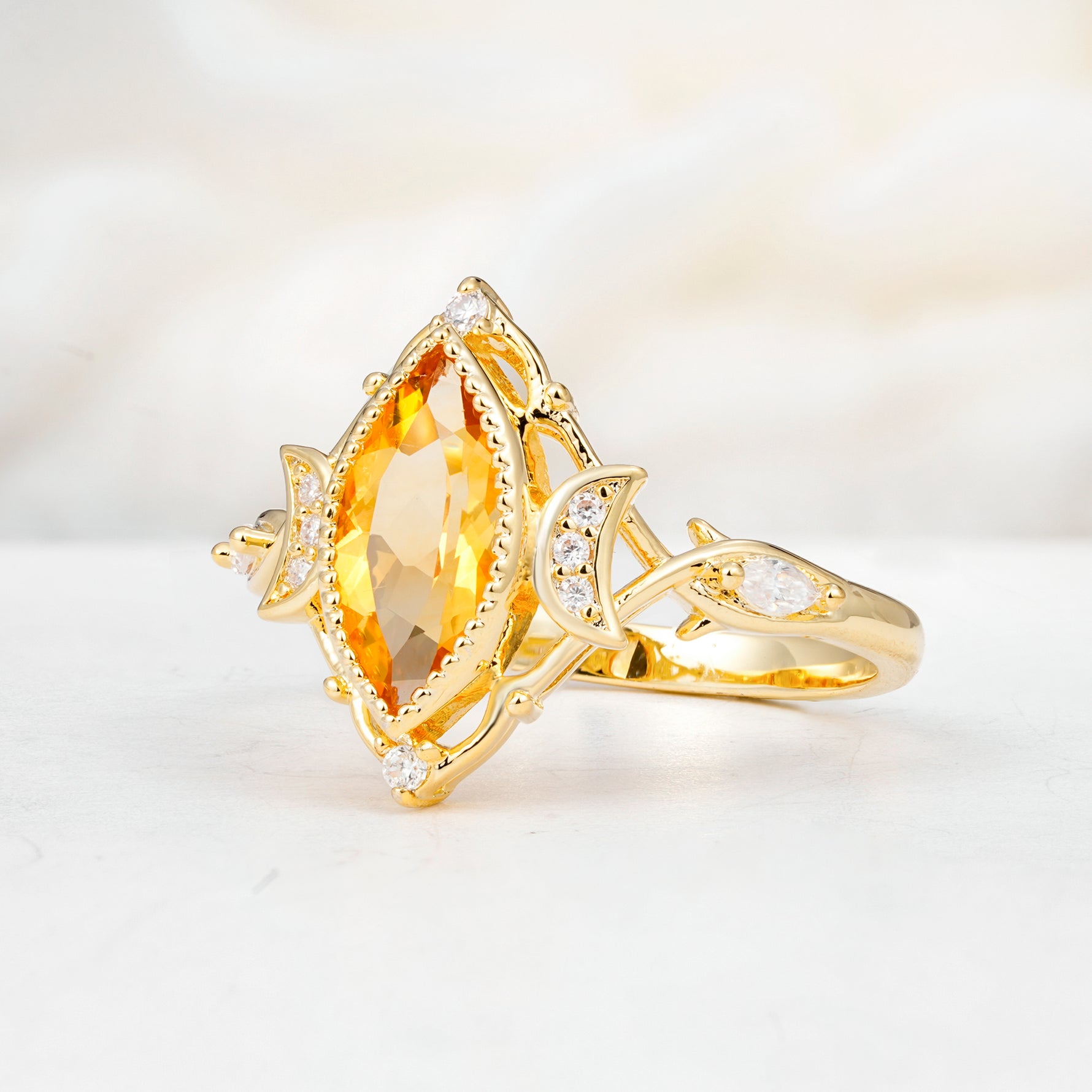 SR17656 Citrine Ring - White-Gold