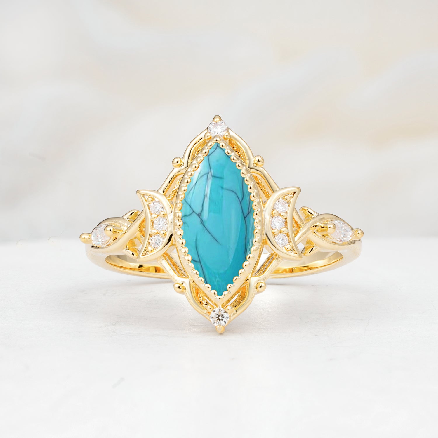 SR17656 Turquoise Ring - Yellow-Gold