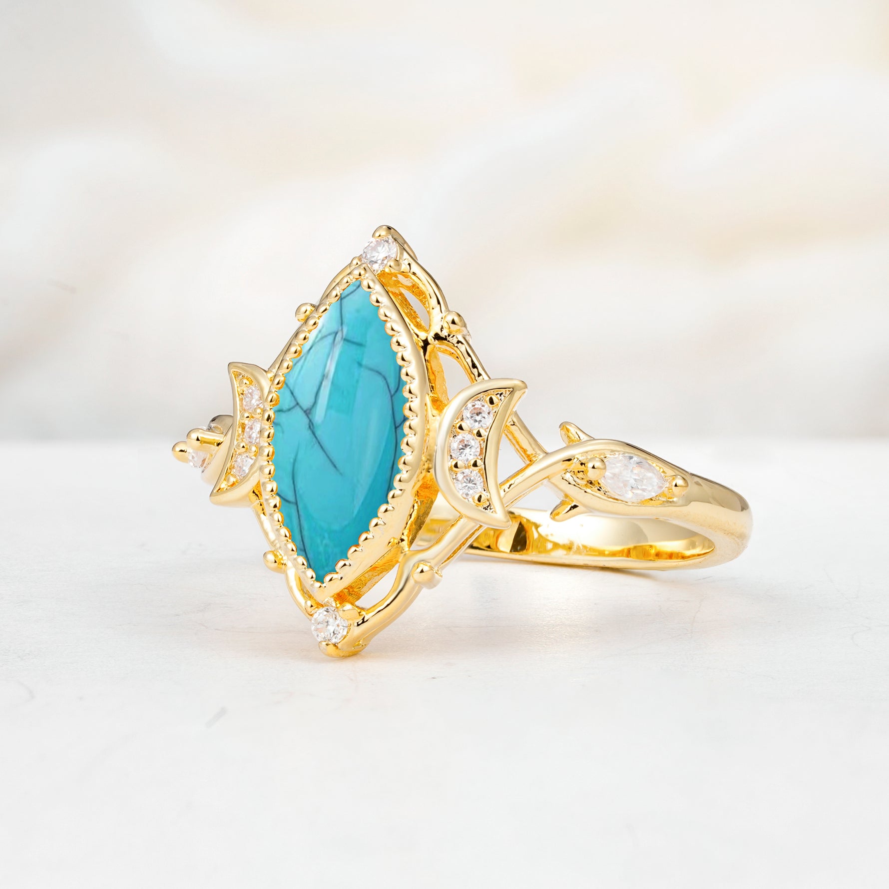 SR17656 Turquoise Ring - White-Gold