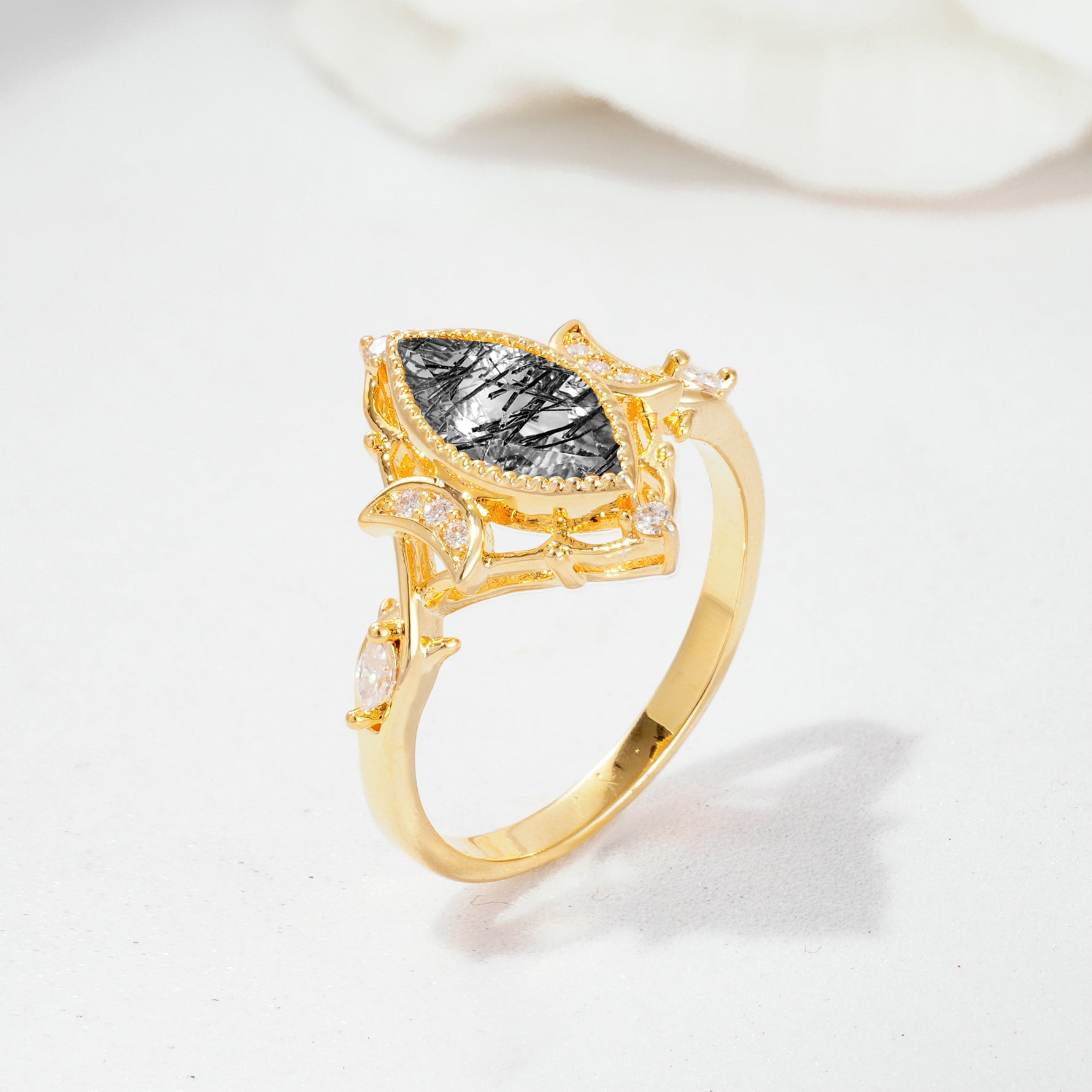 SR17656 Black Rutilated Quartz Ring - Additional view
