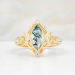 SR17656 Moss Agate Ring - Yellow-Gold