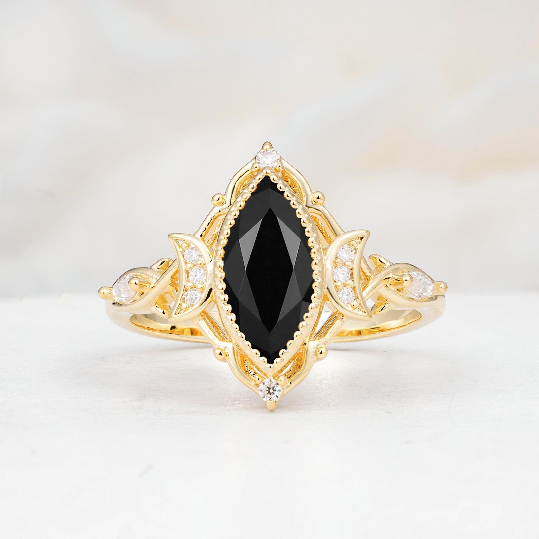 SR17656 Black Onyx Ring - Yellow-Gold