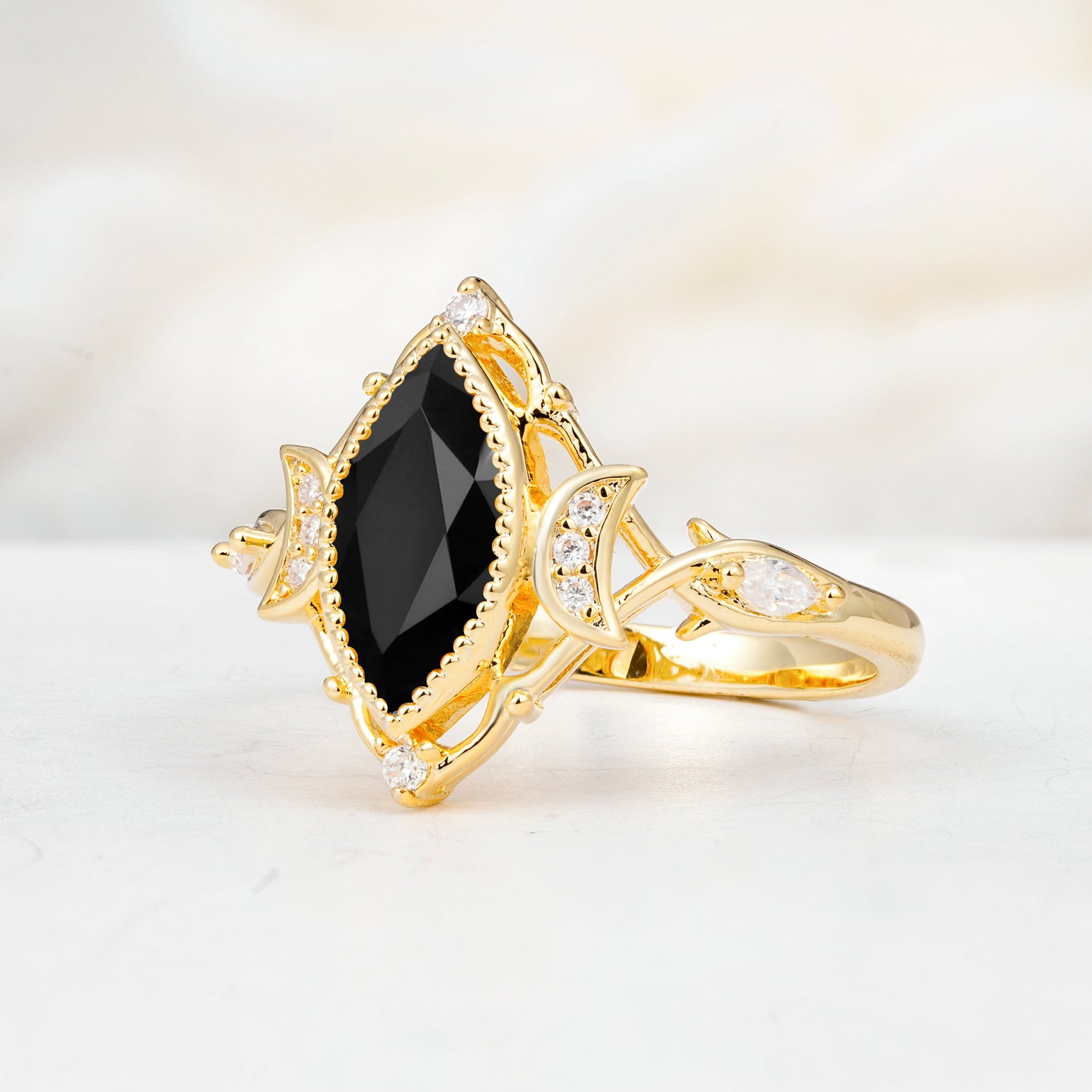 SR17656 Black Onyx Ring - White-Gold