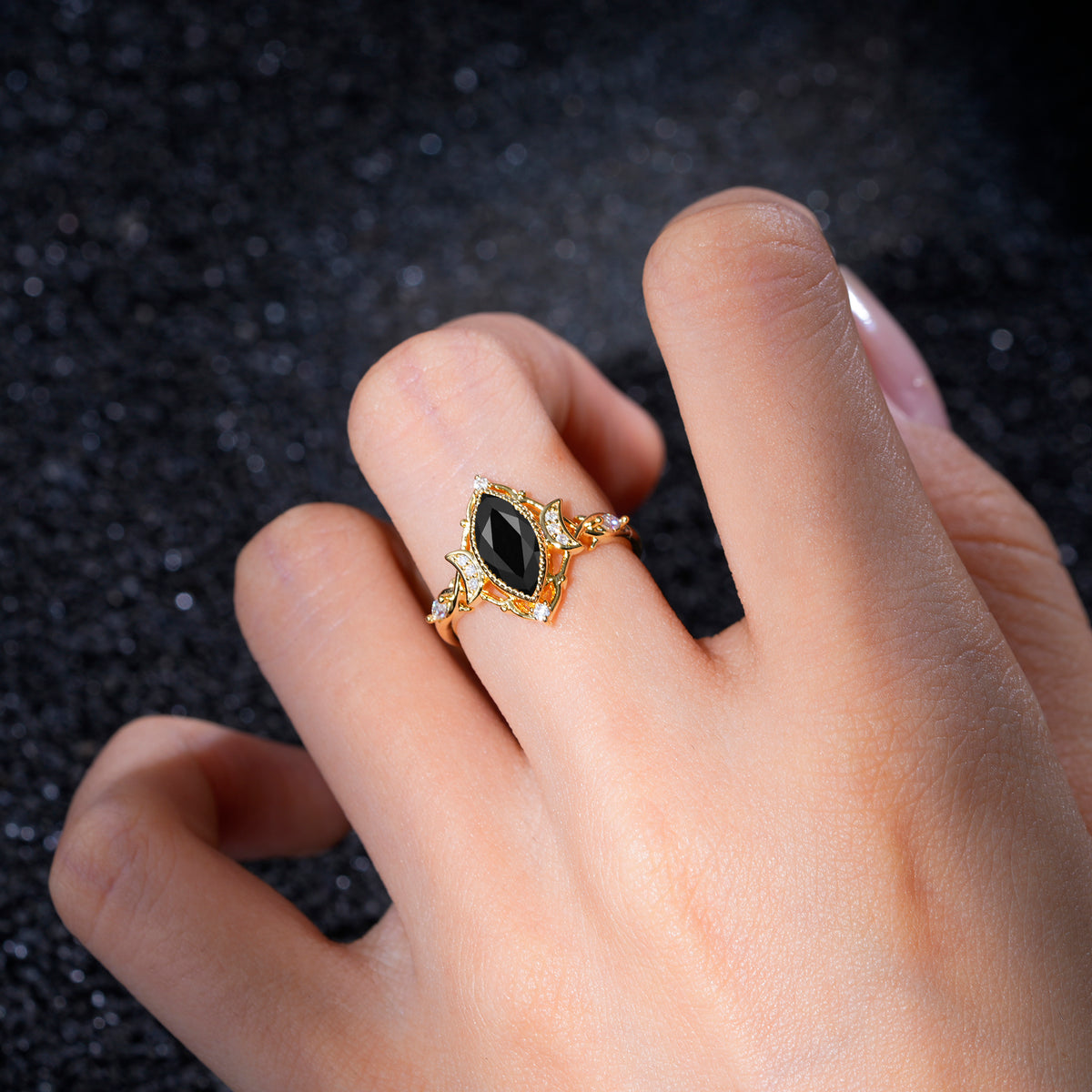 SR17656 Black Onyx Ring - Rose-Gold