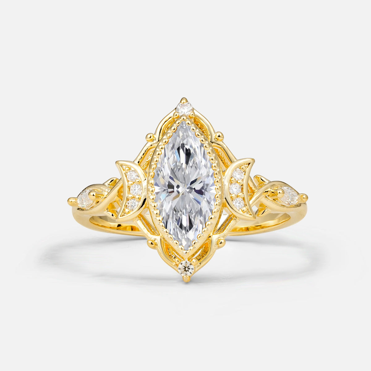 Luxury Marquise Cut Filigree Lab Diamond Engagement Ring for Women