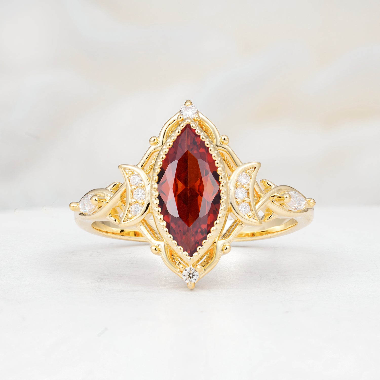 SR17656 Garnet Ring - Yellow-Gold