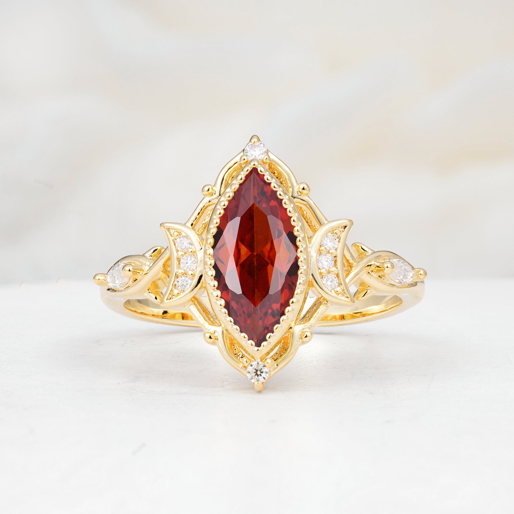 SR17656 Garnet Ring - Yellow-Gold