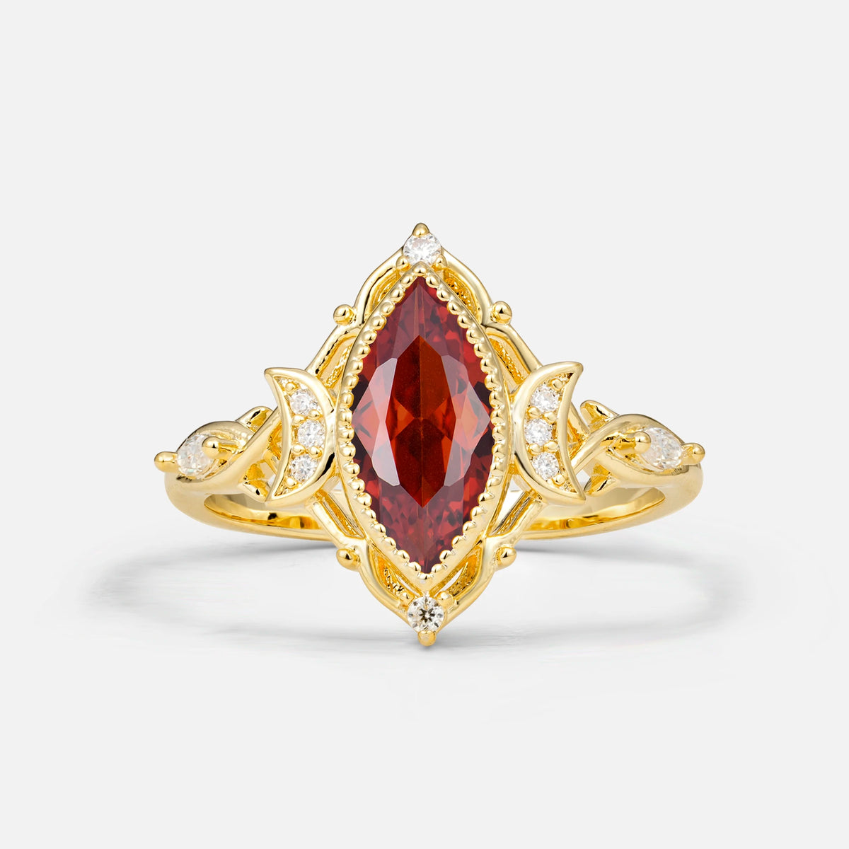 Luxury Marquise Cut Filigree Garnet Engagement Ring for Women