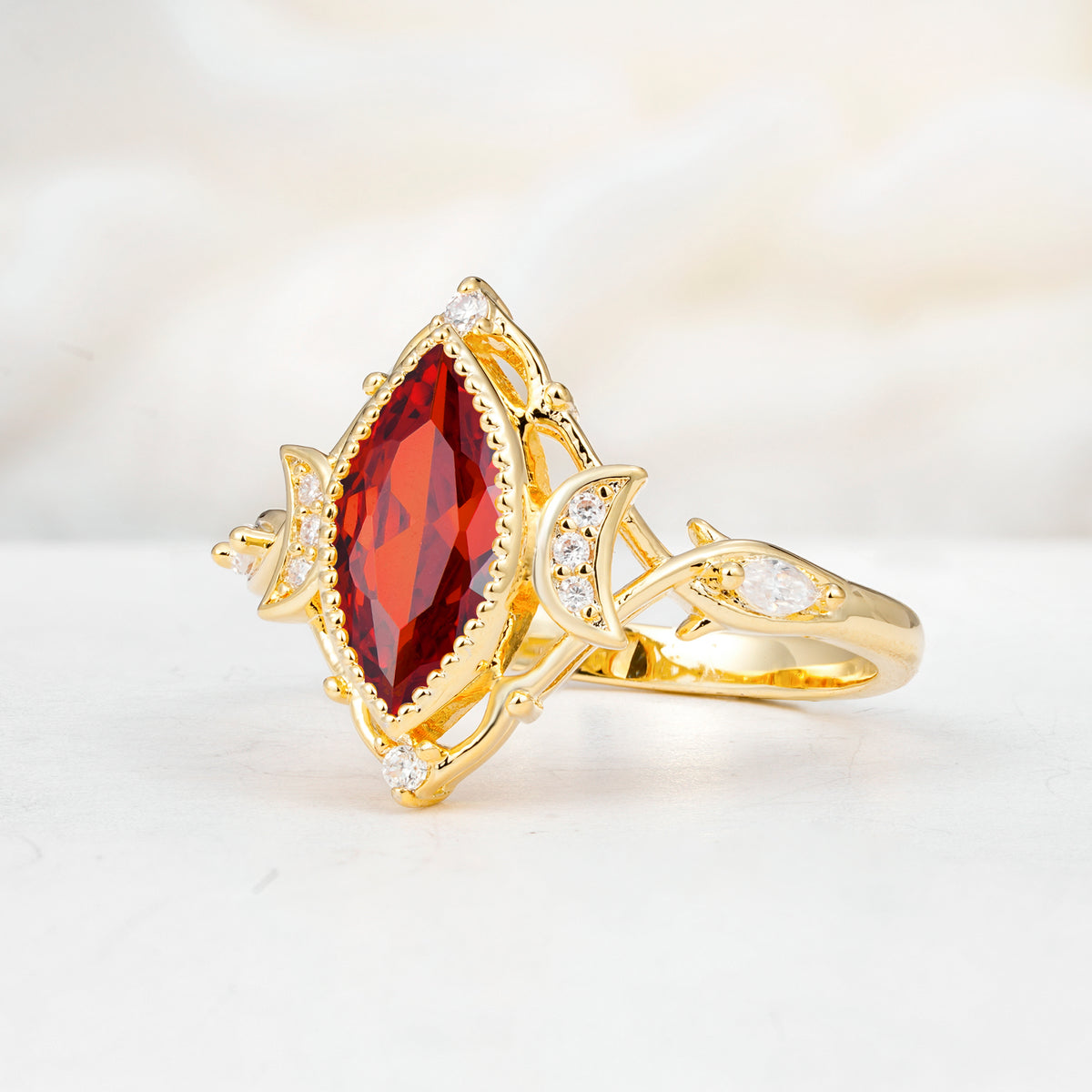 SR17656 Garnet Ring - White-Gold