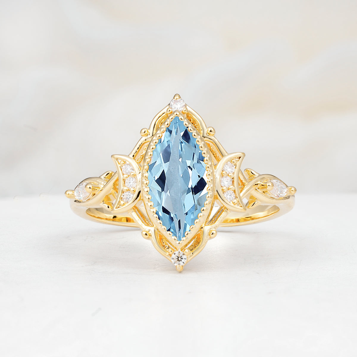 SR17656 Aquamarine Ring - Yellow-Gold