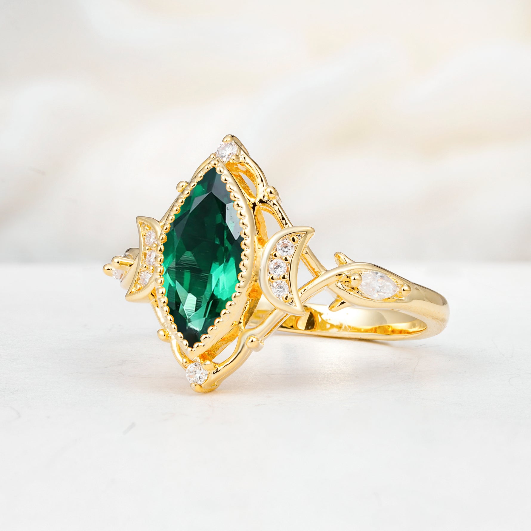 SR17656 Emerald Ring - White-Gold