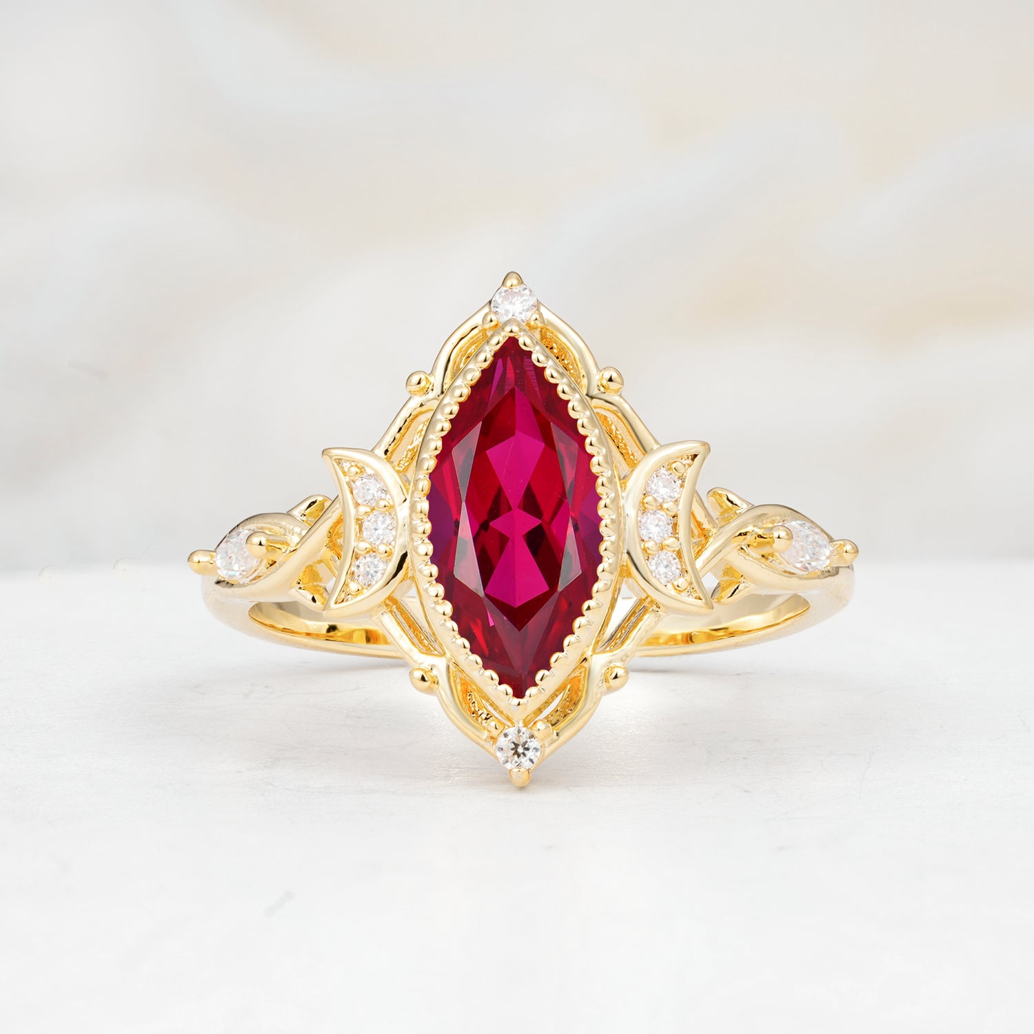 SR17656 Ruby Ring - Yellow-Gold