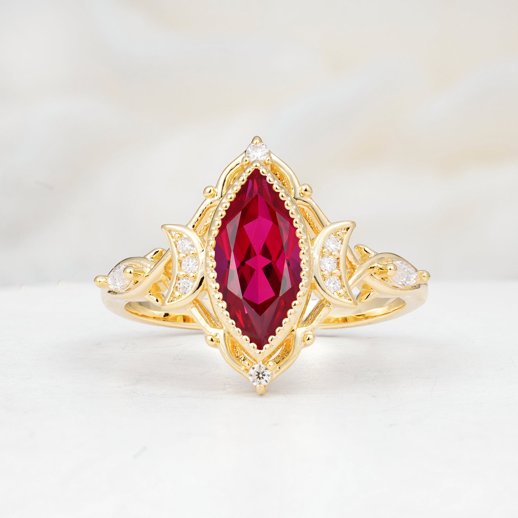 SR17656 Ruby Ring - Yellow-Gold