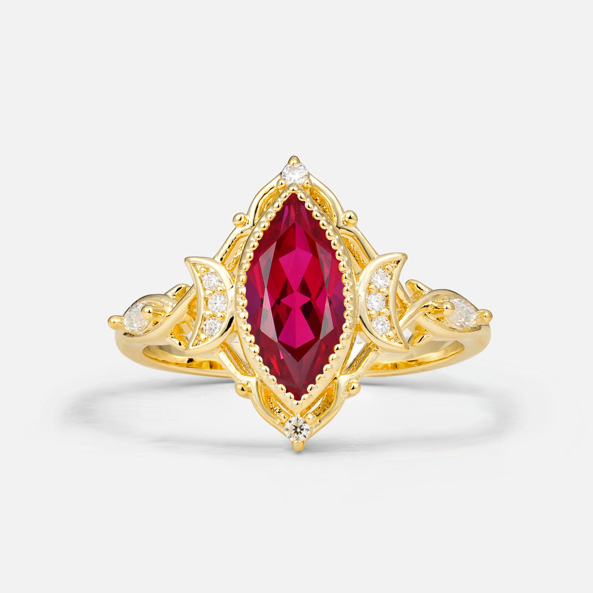 Luxury Marquise Cut Filigree Ruby Engagement Ring for Women