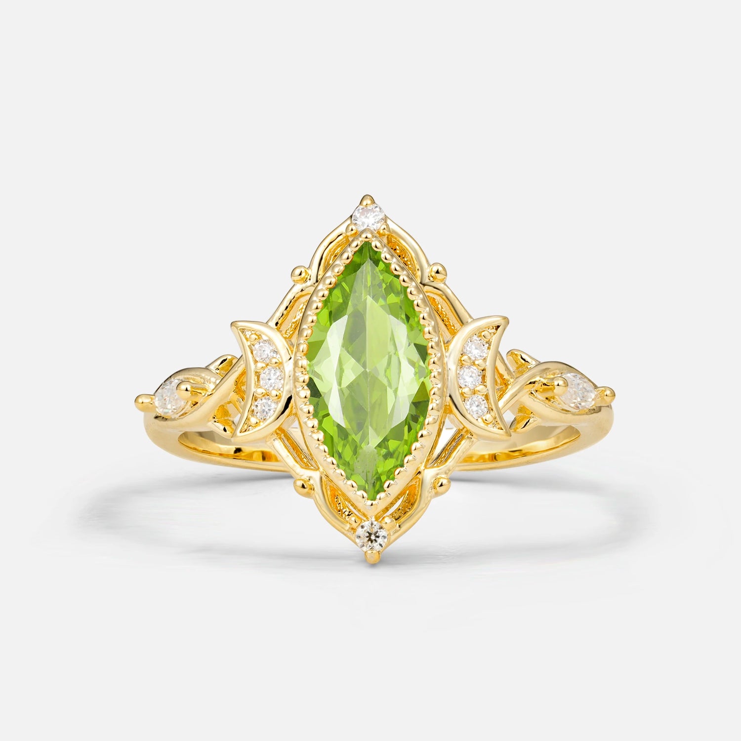 Luxury Marquise Cut Filigree Peridot Engagement Ring for Women