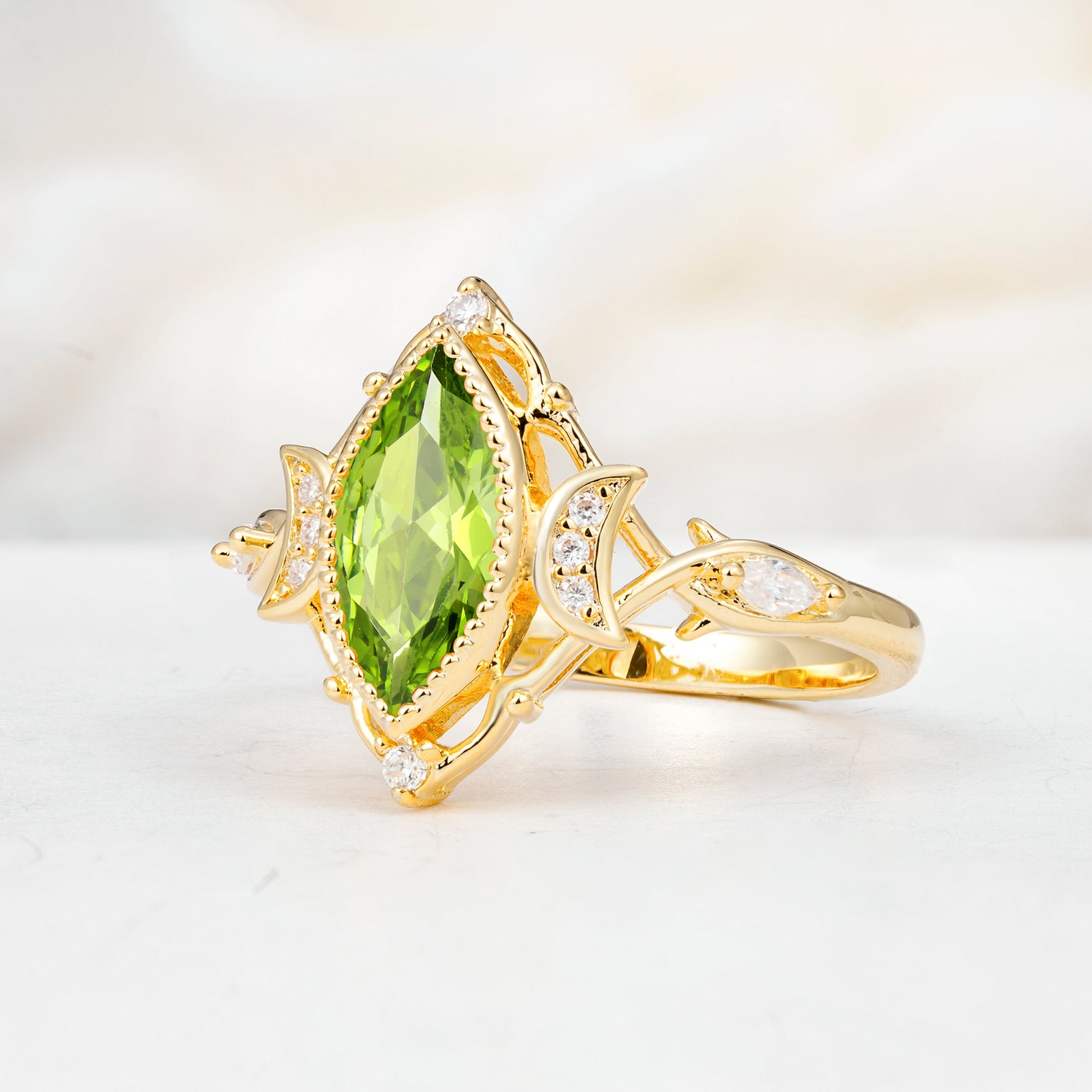 SR17656 Peridot Ring - White-Gold