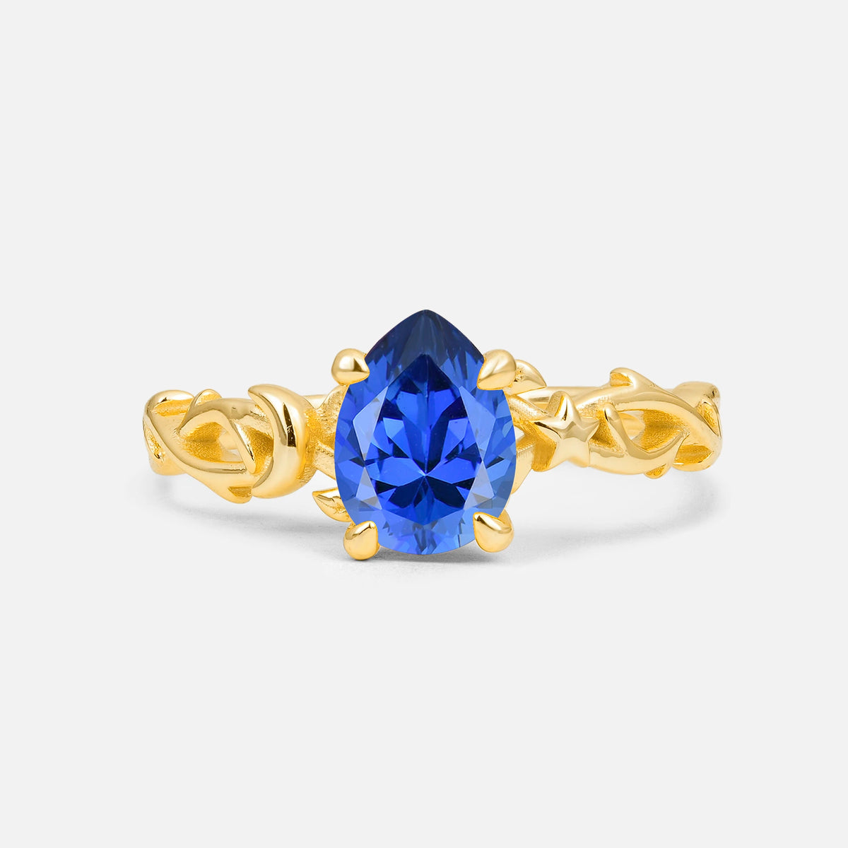 Nature Inspired Pear Cut Filigree Sapphire Engagement Ring