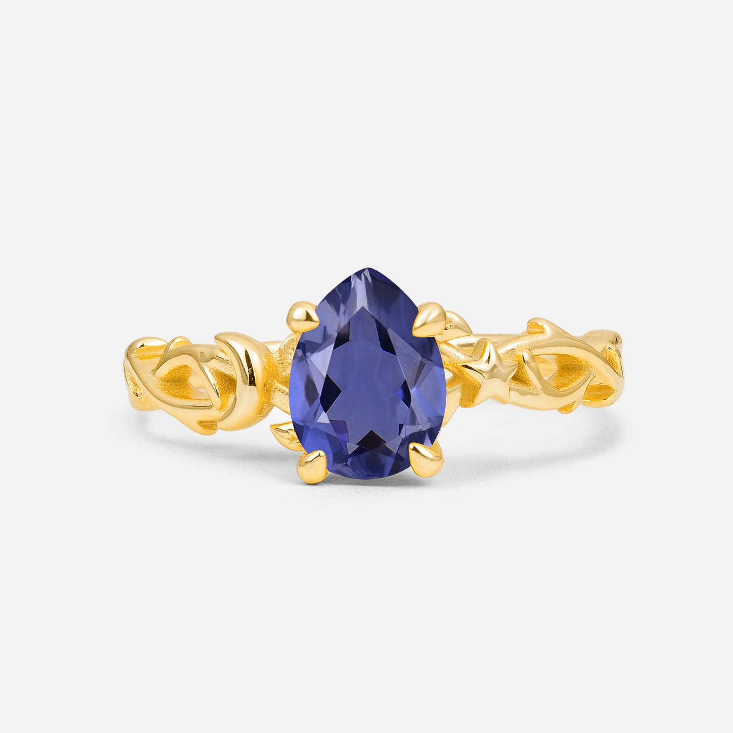 Nature Inspired Pear Cut Filigree Tanzanite Engagement Ring
