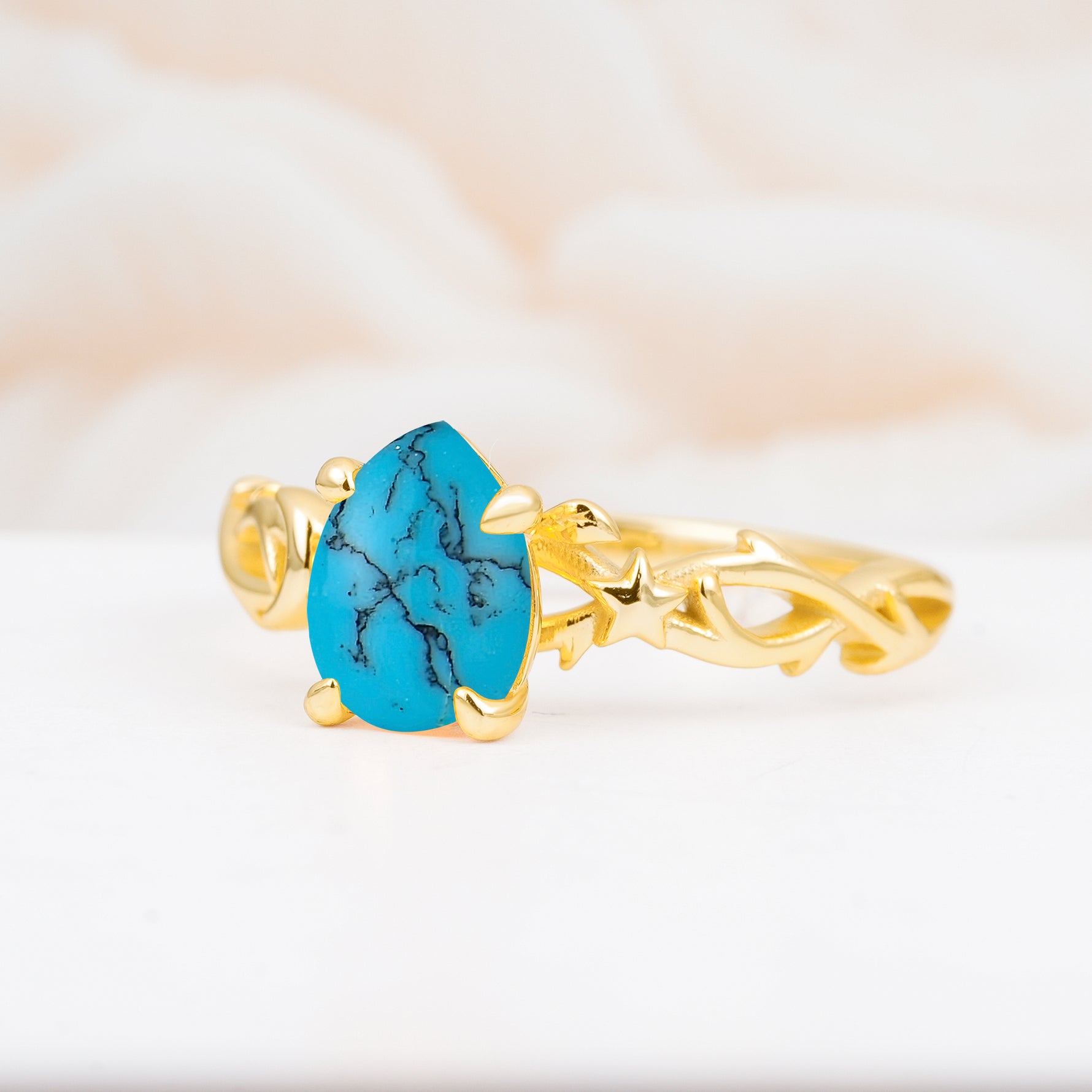 SR17666 Turquoise Ring - White-Gold