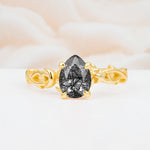 SR17666 Black Rutilated Quartz Ring - Yellow-Gold