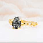 SR17666 Black Rutilated Quartz Ring - White-Gold