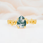 SR17666 Moss Agate Ring - Yellow-Gold