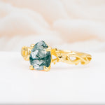 SR17666 Moss Agate Ring - White-Gold