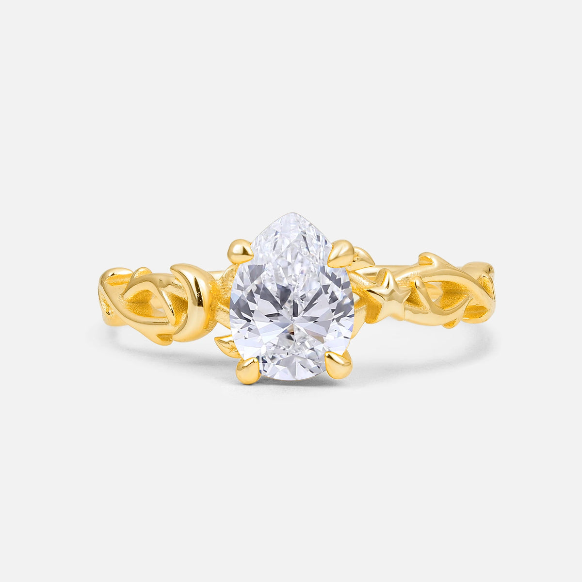 Nature Inspired Pear Cut Filigree Lab-Grown Diamond Engagement Ring