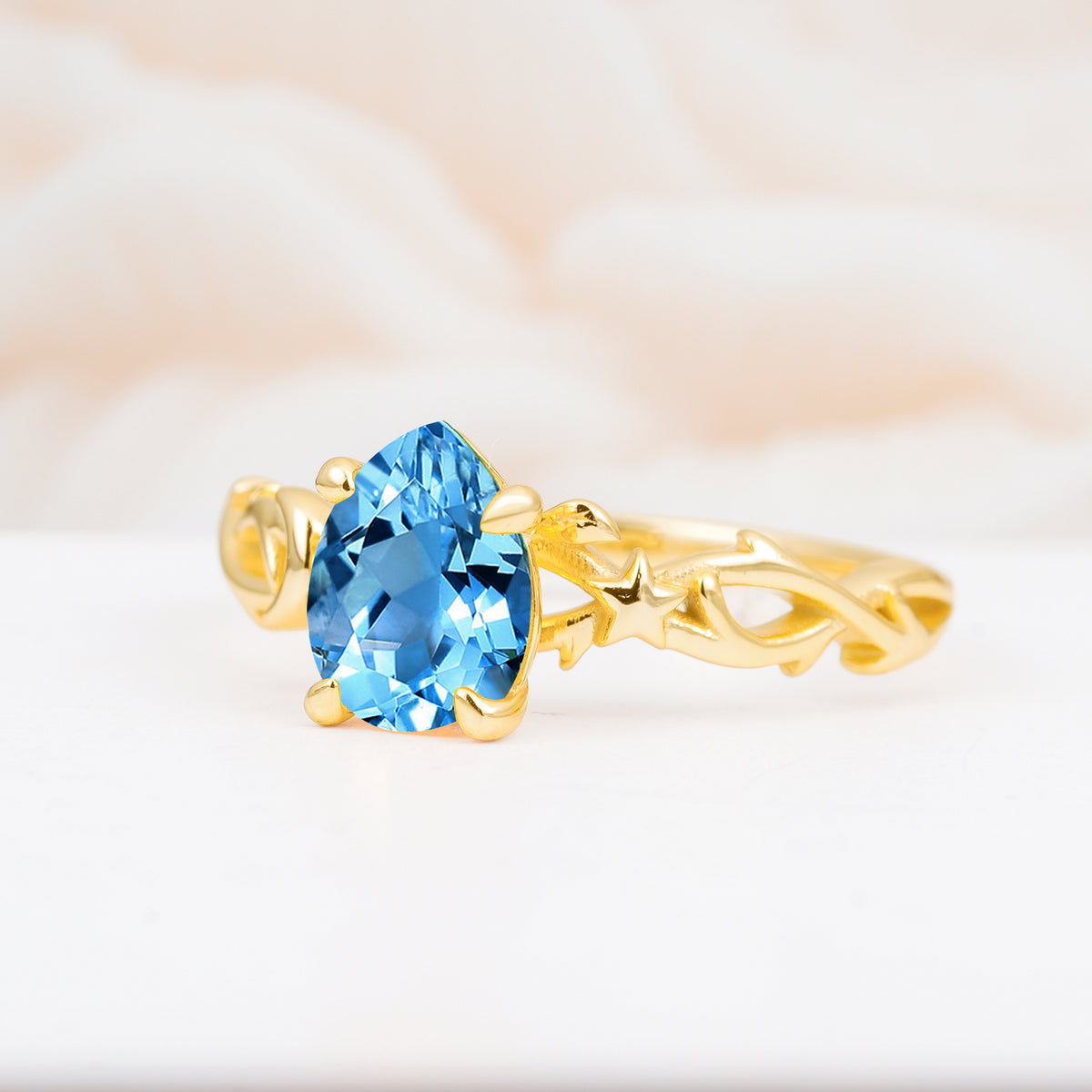 SR17666 Aquamarine Ring - White-Gold