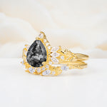 SR17675 Black Rutilated Quartz Ring - White-Gold