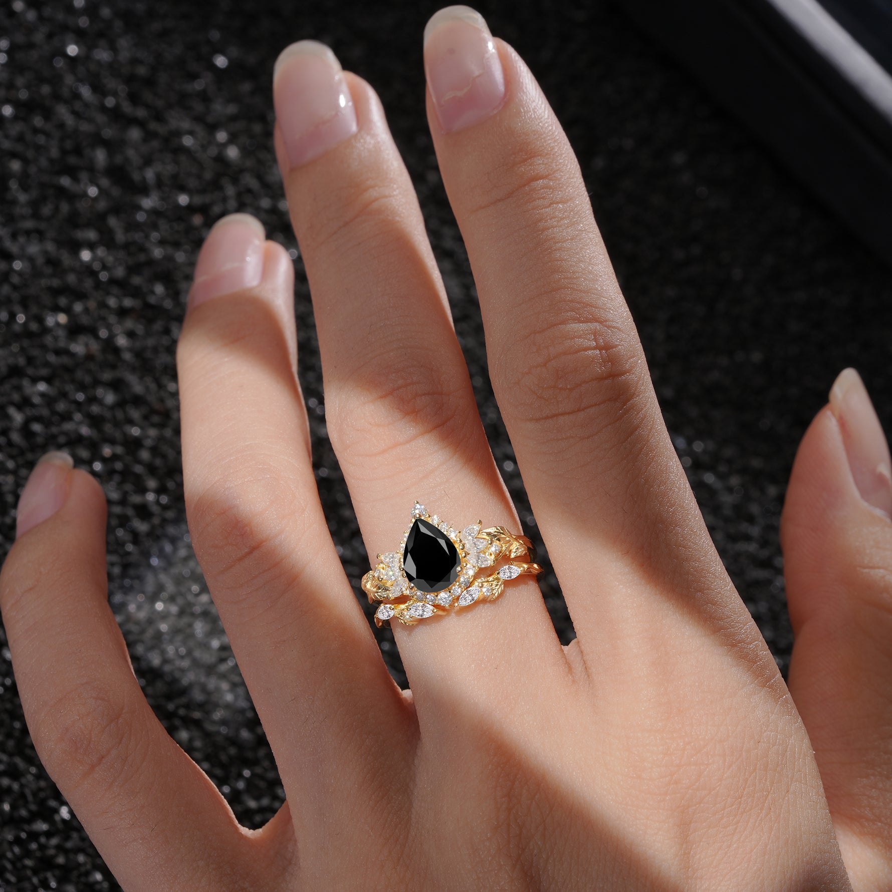 SR17675 Black Onyx Ring - Rose-Gold