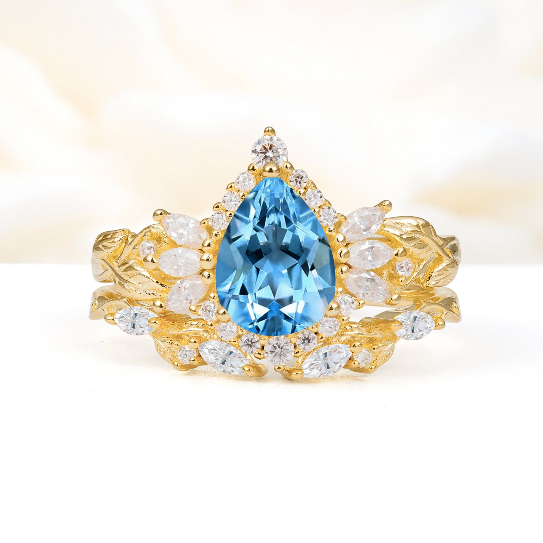 SR17675 Aquamarine Ring - Yellow-Gold