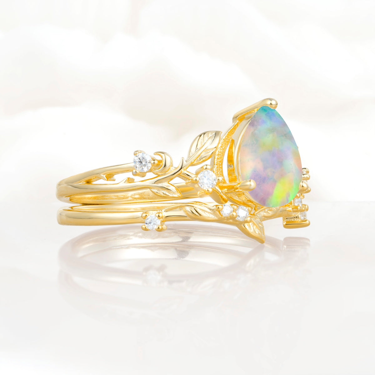 SR17677 Fire Opal Ring - White-Gold
