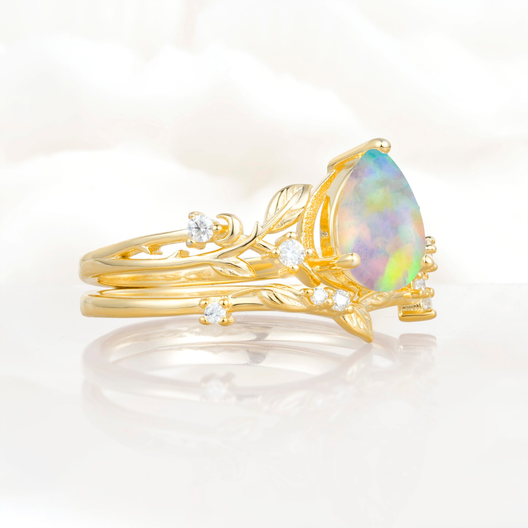 SR17677 Fire Opal Ring - White-Gold