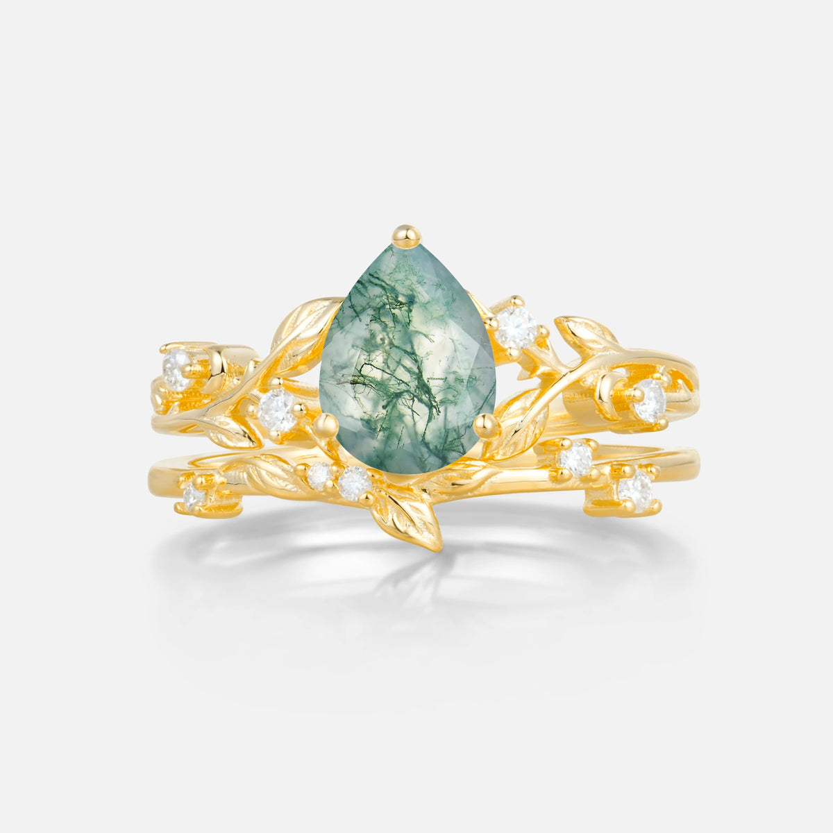 SR17677 Moss Agate Ring - Yellow-Gold