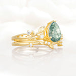 SR17677 Moss Agate Ring - White-Gold