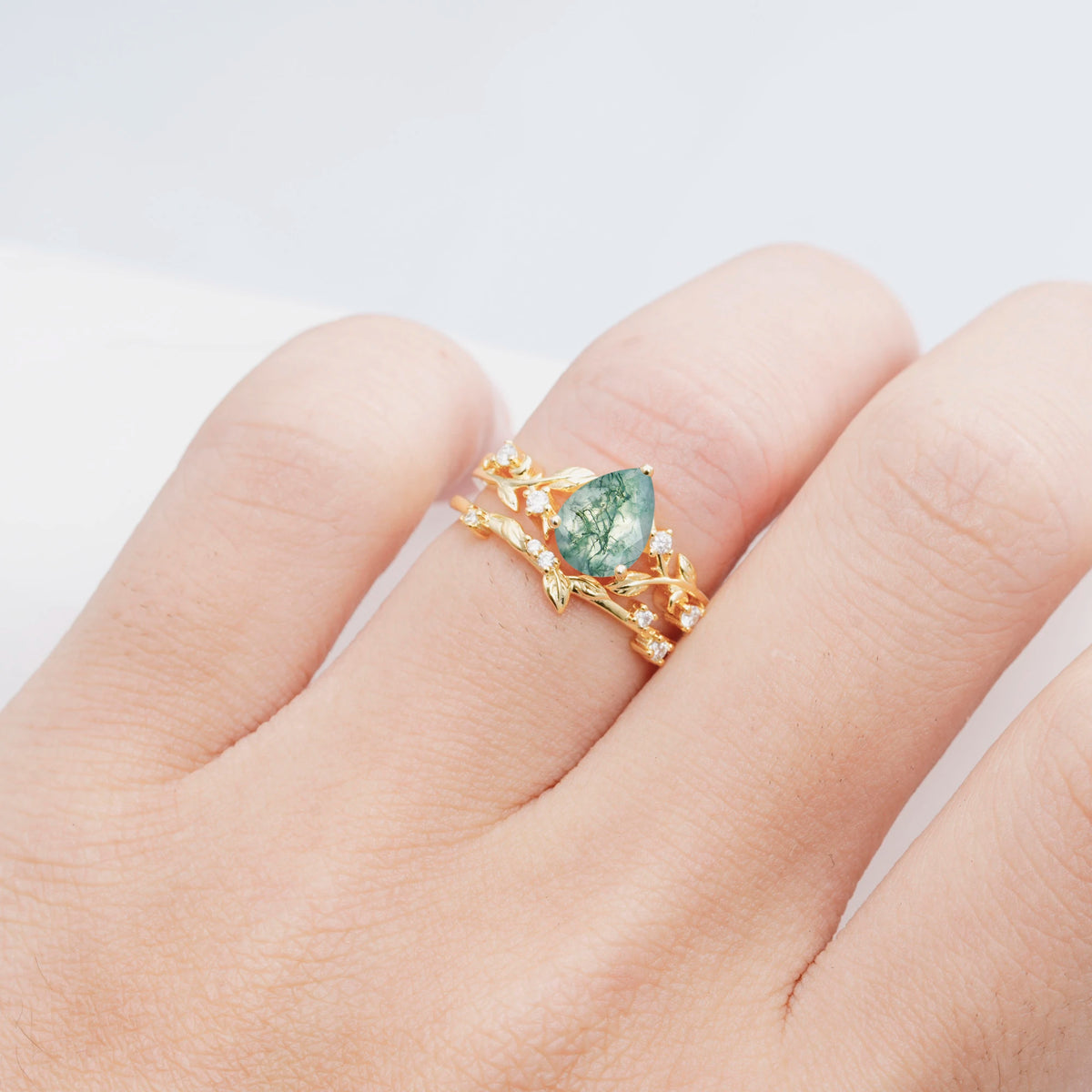 SR17677 Moss Agate Ring - Rose-Gold