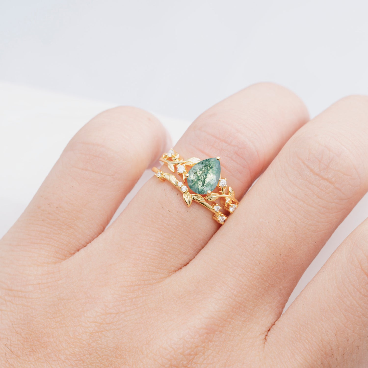 SR17677 Moss Agate Ring - Rose-Gold