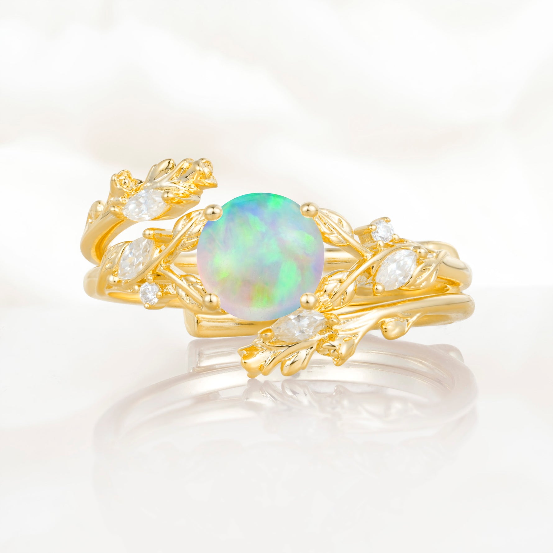 SR17688 Fire Opal Ring - Yellow-Gold